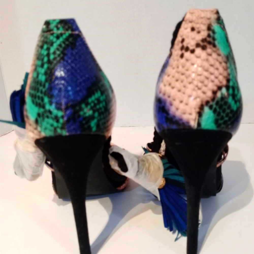 Shoe Dazzle New‎ Faux Snakeskin High Heel Sandals Sz. 8.5 - Picture 3 of 12
